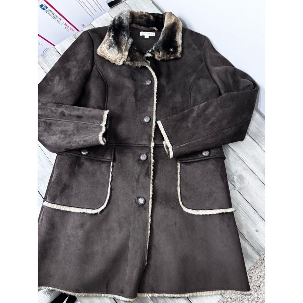 Orvis Penny Lane Aspen Faux Fur‎ Brown Lined Coat Size Medium - Picture 3 of 11